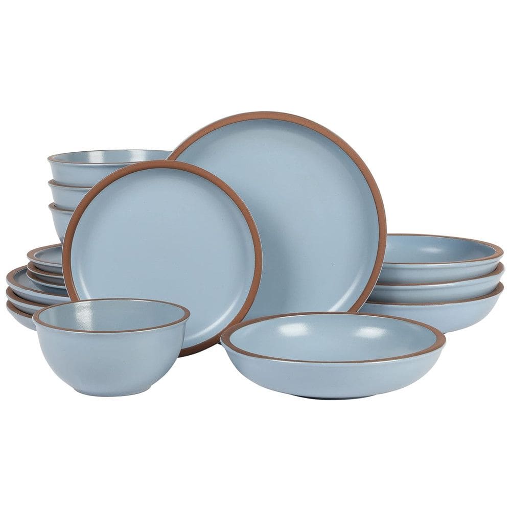 Aparelho de Jantar Coupe com 16 Peças em Terracota Serve 4 Pessoas, Gibson Elite Lagos, Azul Claro