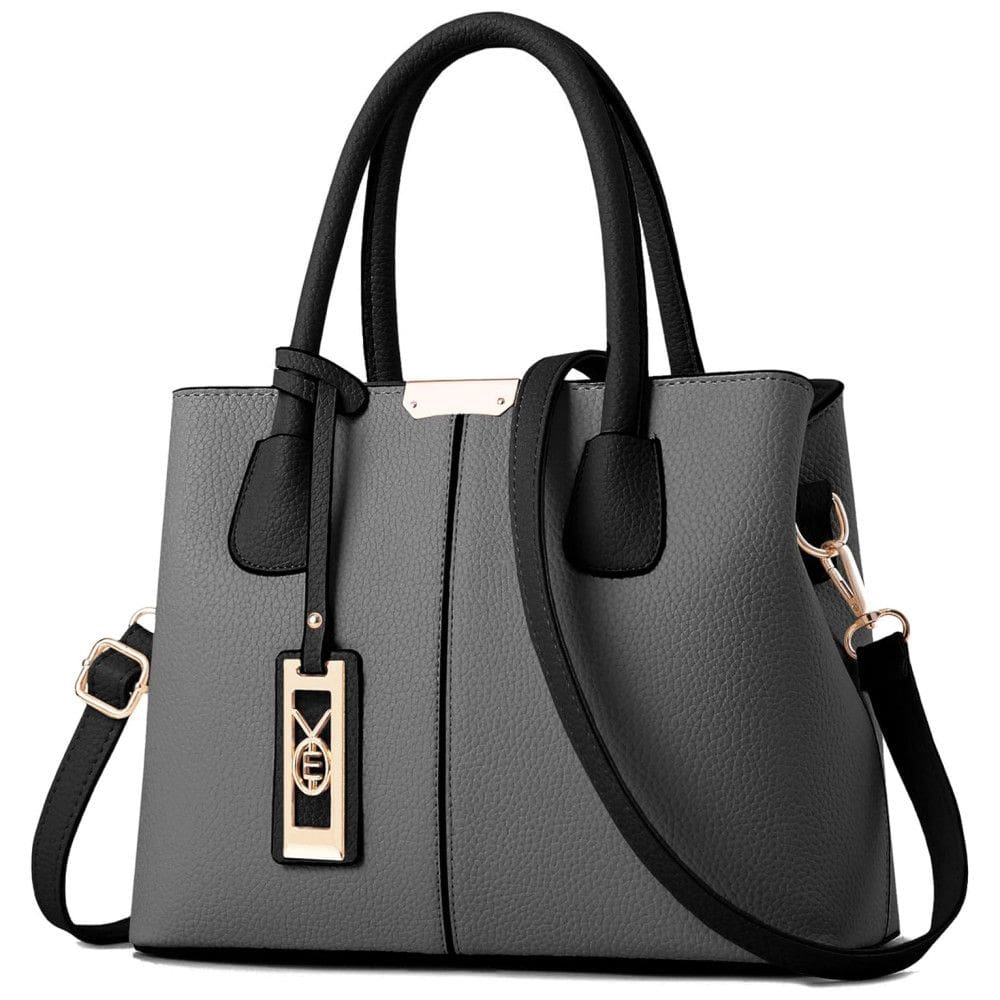 Bolsa Feminina de Ombro em Couro Sintético, COCIFER XMQB888 Grey Black, Cinza