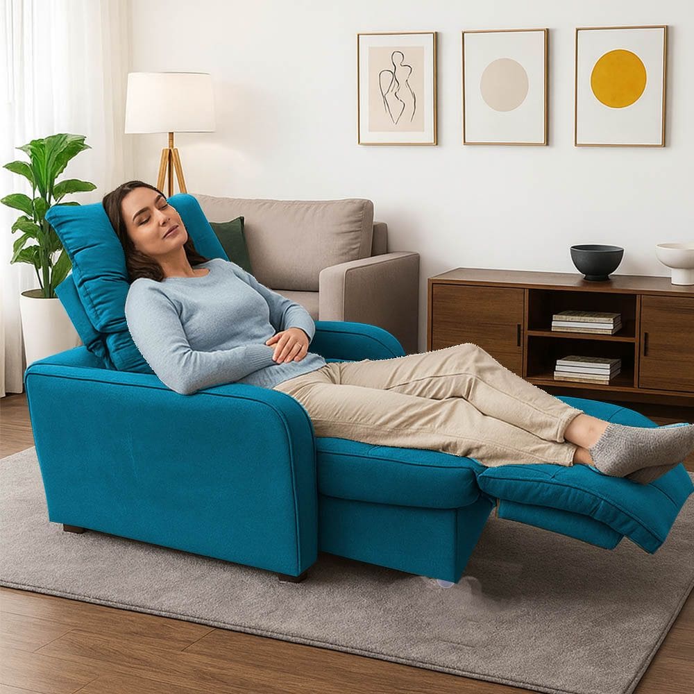 Poltrona Retratil Reclinavel Rodape Regulavel Amamentação Azera Turquesa