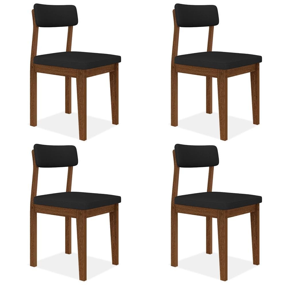 Conjunto Com 4 Cadeiras Estofadas Utah Freijó/s.preto - M.a