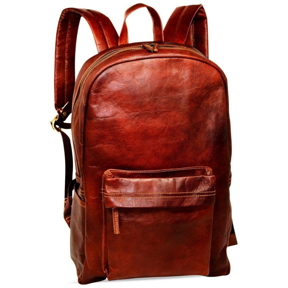 Mochila Vintage de Couro para Laptop Resistente a Água, JAALD 8541574356, Marrom