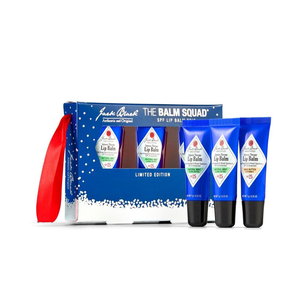 Conjunto de protetor labial Jack Black The Balm Squad com SPF 25, pacote com 3