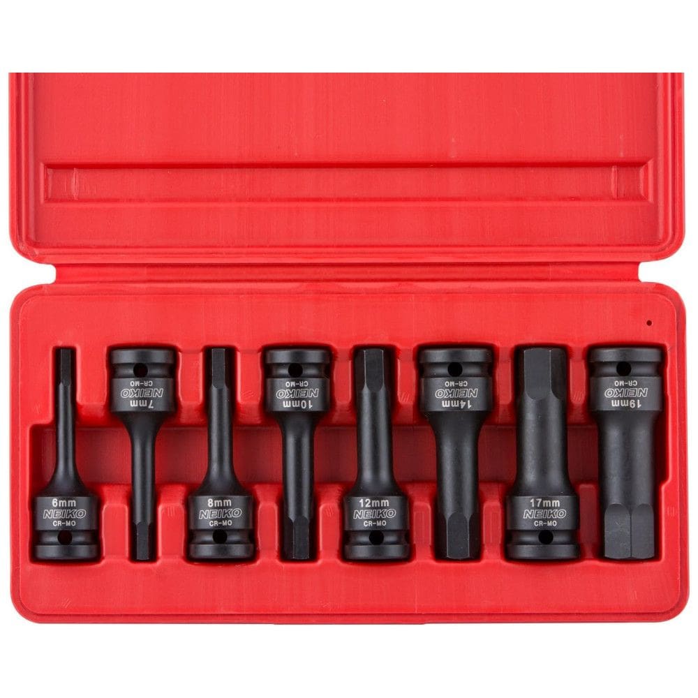 Ferramenta Automotiva Soquetes de Bits Allen 1, 2 8 Peças Chave Hexagonal Métrica, NEIKO 01136B, Vermelho