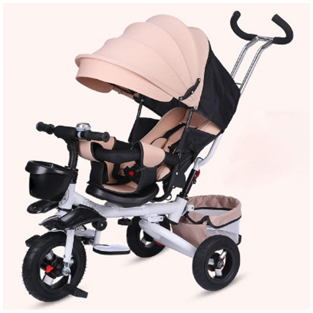Triciclo Infantil 4 em 1 Dobrável com Alça de Pressão, Dossel Removível e Assento Giratório para Crianças de 1 a 6 Anos, HASMI