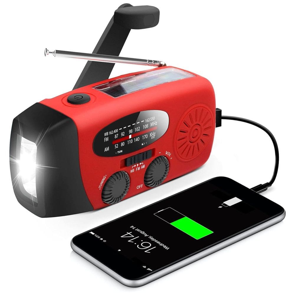 RunningSnail Lanterna LED Rádio FM USB Carregamento Via Solar, Manivela