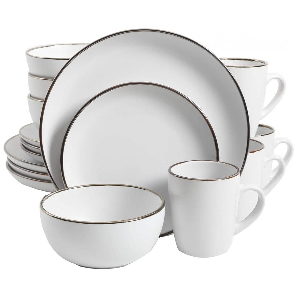 Aparelho de Jantar com 16 Peças em Cerâmica Stoneware Serve 4 Pessoas, Gibson Home Rockaway, Branco
