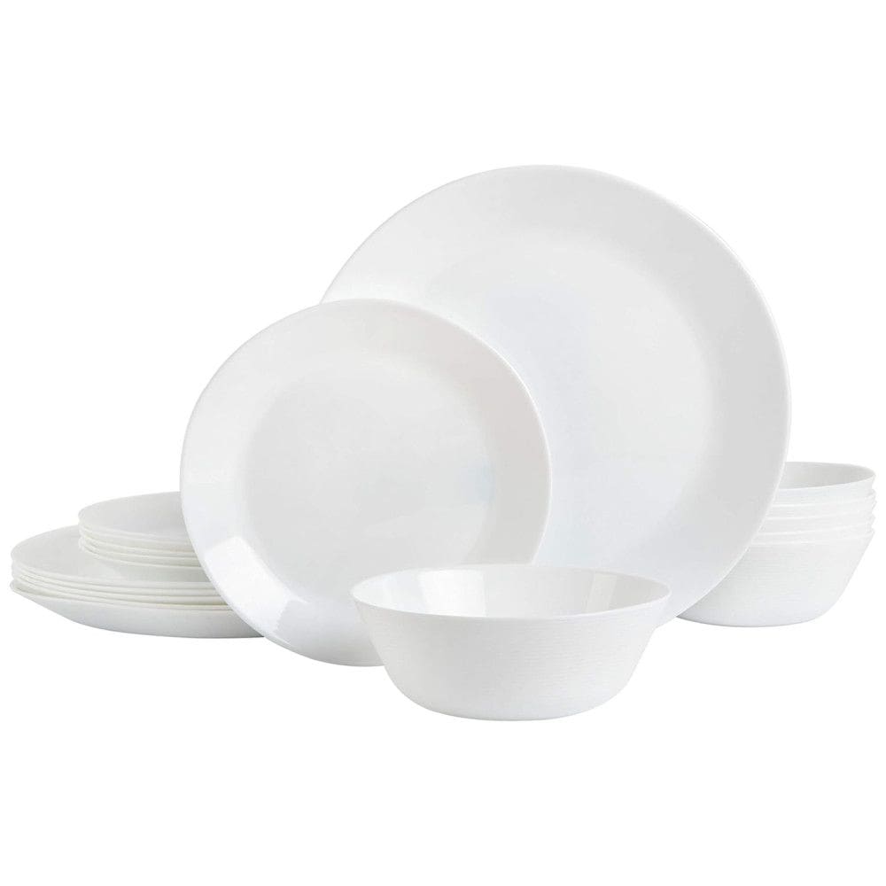 Aparelho de Jantar com 18 Peças Resistentes a Quebras e Lascas, Gibson Home, Branco Opalino