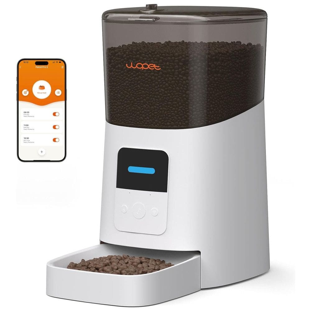 Comedouro Automático 6L para Cães e Gatos, Controle por App, WOPET, Branco