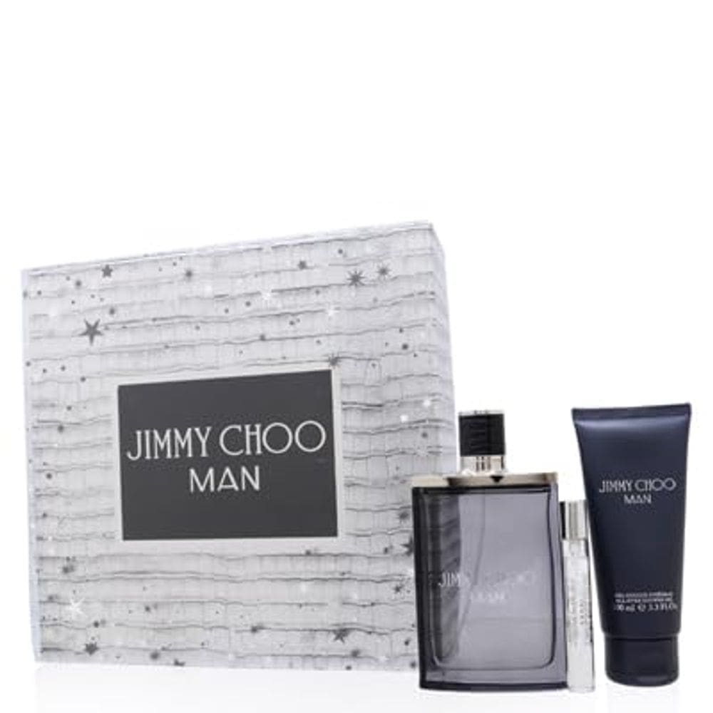 Perfume Jimmy Choo Man Eau de Toilette 100 ml, conjunto de presente de 3 peças