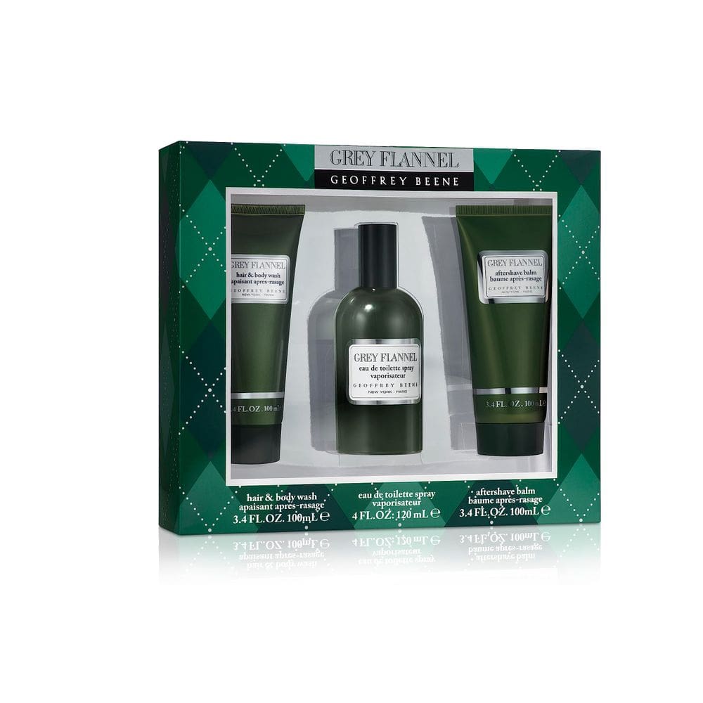 Conjunto de 3 peças de perfume Geoffrey Beene Grey Flannel para homens