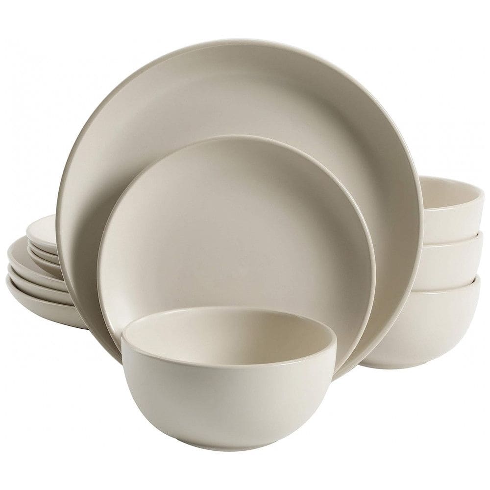Aparelho de Jantar com 12 Peças em Cerâmica Serve 4 Pessoas, Gibson Home Rockaway, Creme
