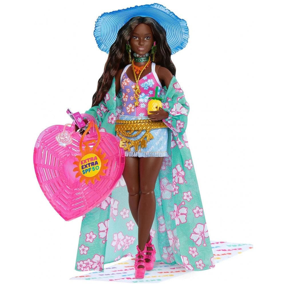Boneca Barbie Extra Fly com Acessórios para Viagem com Tema de Praia, Rosa