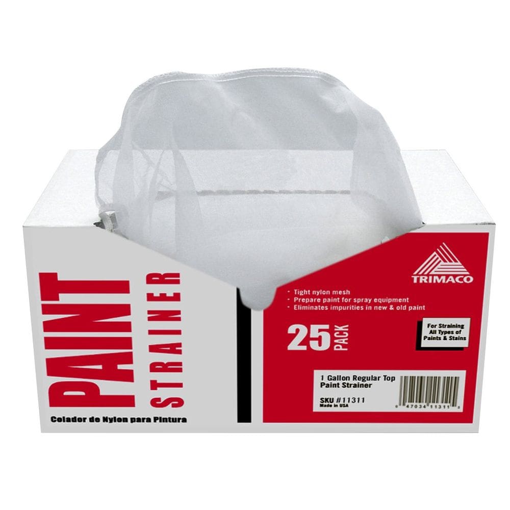 Filtros de pintura Trimaco 11311/25, pacote com 25 unidades, malha de nylon de 3,8 L