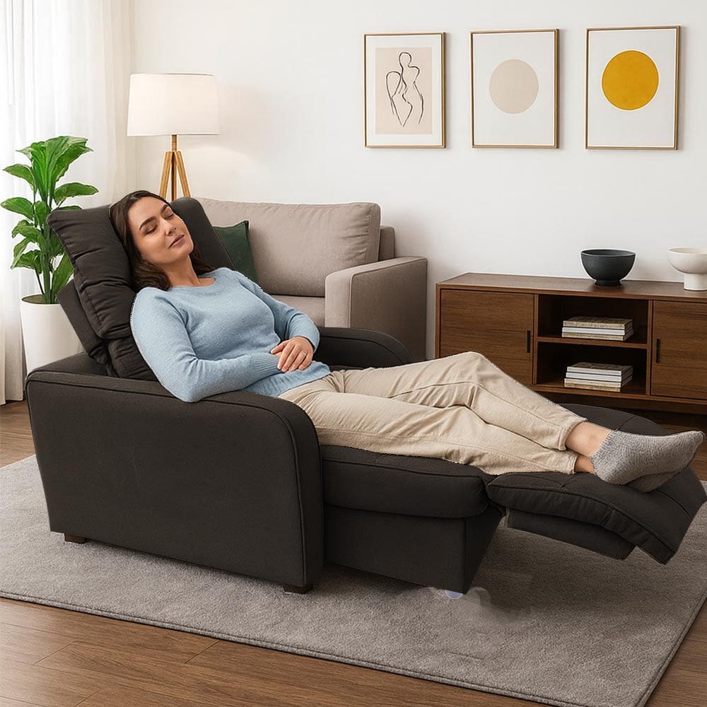 Poltrona Retratil Reclinavel Rodape Regulavel Amamentação Azera Marrom