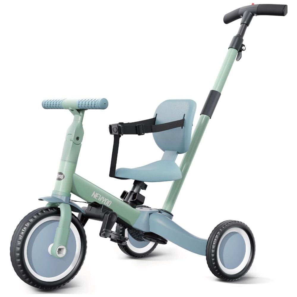 Triciclo Infantil 4 em 1 com Alça de Direção dos Pais e Pedais Removíveis para Crianças de 1 a 4 Anos, Newyoo TR007, Verde