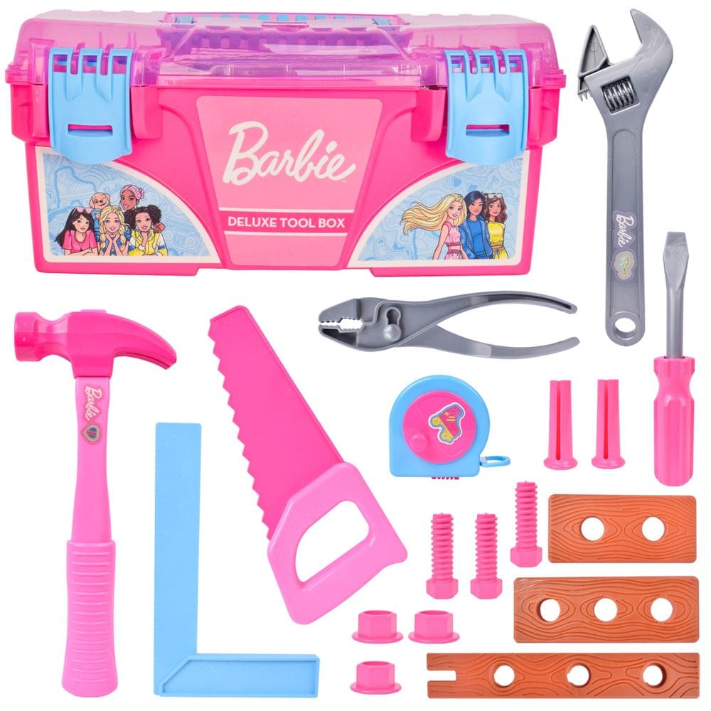 Caixa de ferramentas Playset Barbie 18 peças Deluxe com fita métrica