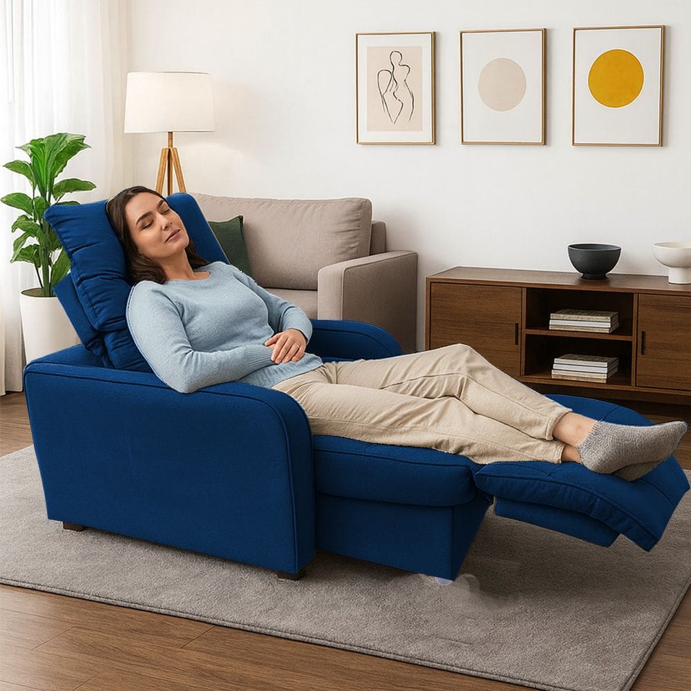 Poltrona Retratil Reclinavel Rodape Regulavel Amamentação Azera Marinho