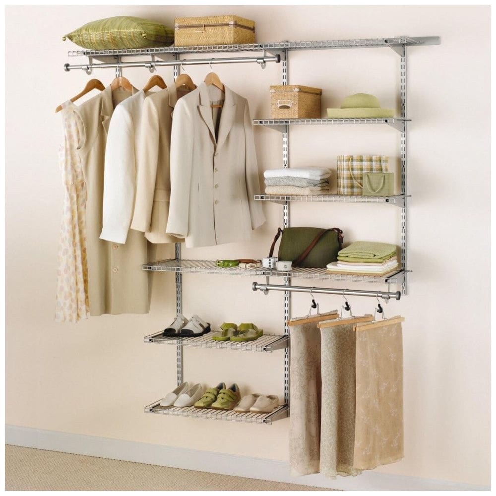 Kit Closet Aramado com Prateleiras Expansíveis e Hastes Telescópicas Personalizável Rubbermaid