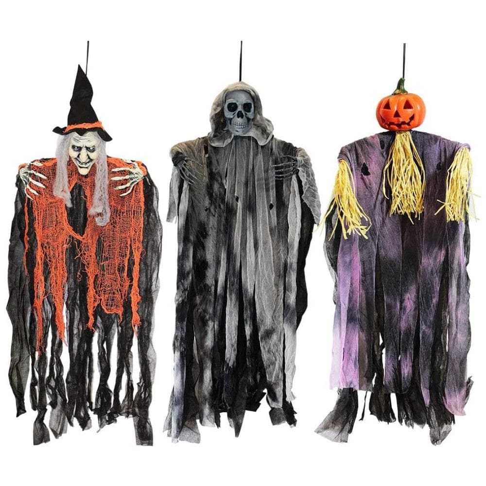 Kit Fantasmas de Pendurar para Decoração de Halloween, 3 UN