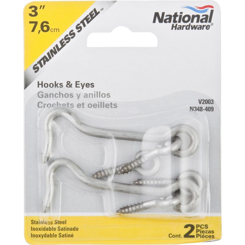 Hook/Eye National Hardware N348-409 em aço inoxidável 7,62 cm