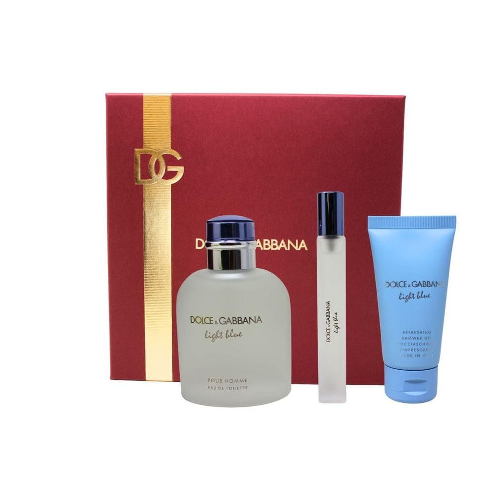 Conjunto de 3 peças de perfume Dolce & Gabbana azul claro para homens
