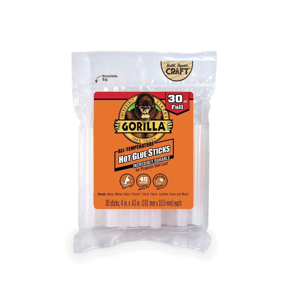 Hot Glue Sticks Gorilla Full Size 30 unidades transparentes