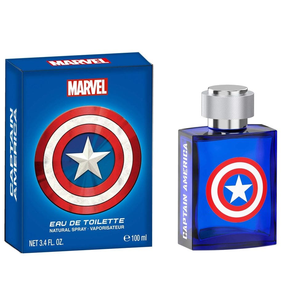 Edt Spray Capitão América 3.4 Oz - Emblema Patriótico e Aroma Intenso
