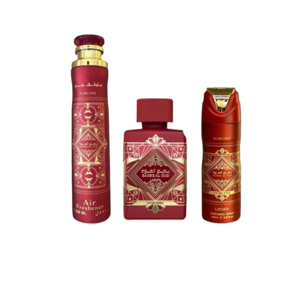 Conjunto de presente Lattafa Bade`e Al Oud Sublime Unissex 100mL 200mL 300mL
