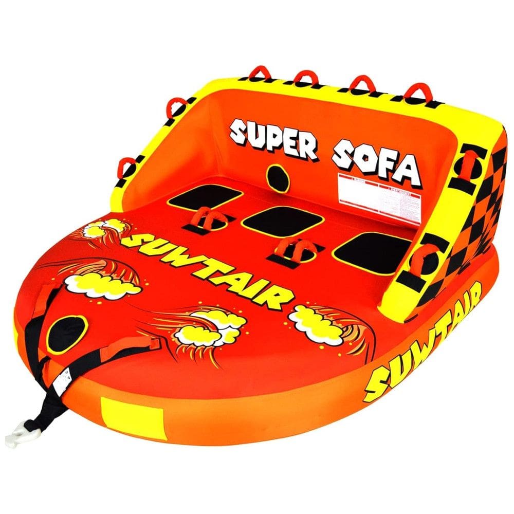 Boia Rebocável para até 3 Pessoas com Pontos de Reboque e Capa de Nylon 840D Espessa e Resistente, SUWTAIR, Vermelho e Amarelo