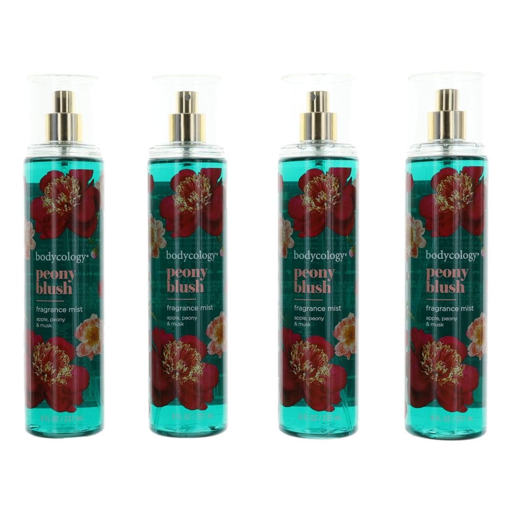 Fragrance Mist Bodycology Peony Blush 240 ml para mulheres, pacote com 4