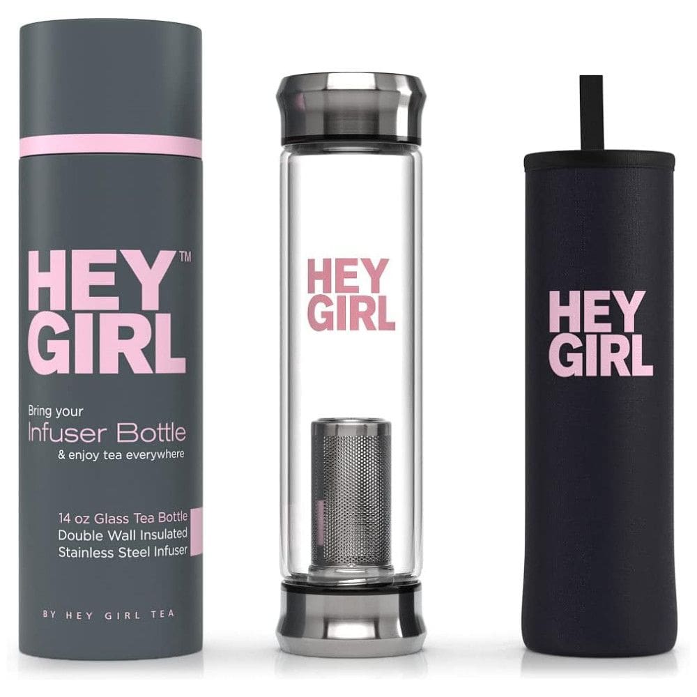 Garrafa Térmica para Água 415mL com Infusor para Bebidas Quentes, Pure Zen Tea, Preta e Rosa