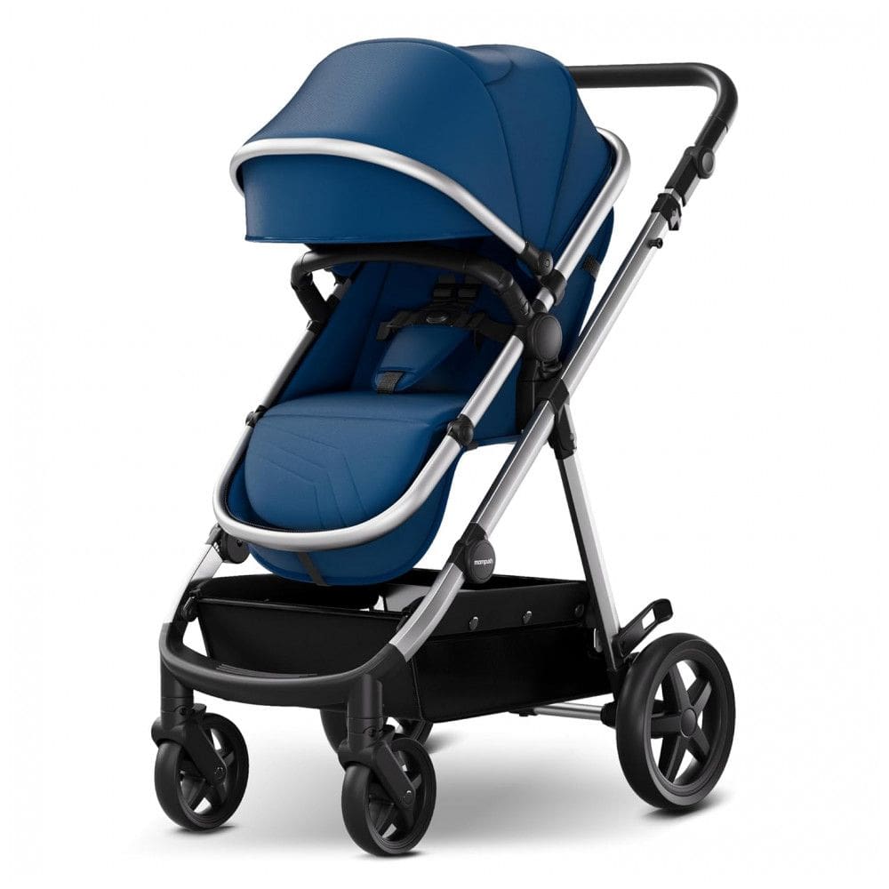 Carrinho de Bebê para Passeio 2 em 1 com Modo Berço e Compatível com Assento de Carro Infantil, Mompush, Azul