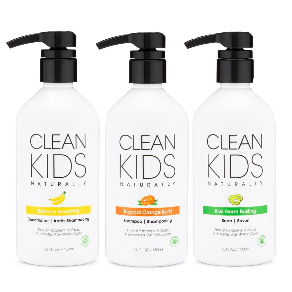 Conjunto de banho Gabriel Cosmetics Clean Kids Naturally Shampoo, condicionador e sabonete para mãos