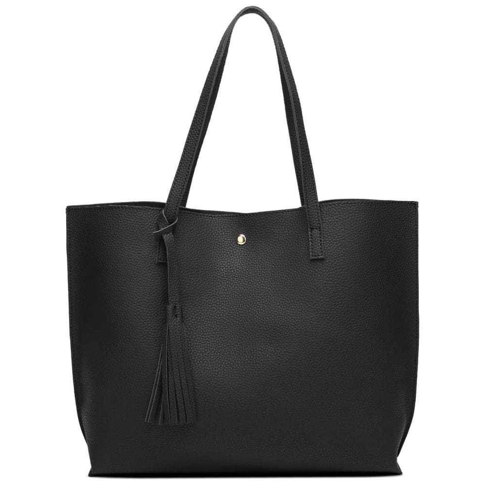 Bolsa Feminina de Ombro em Couro Sintético com Grande Capacidade, DREUBEA WB 009 B, Preto