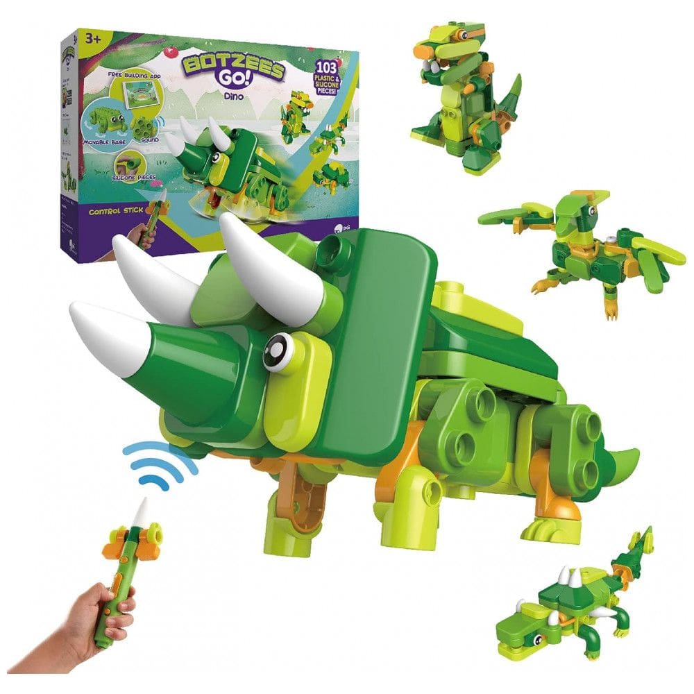 Kit de Construção 4 Dinossauros com Controle Remoto, BOTZEES, Verde