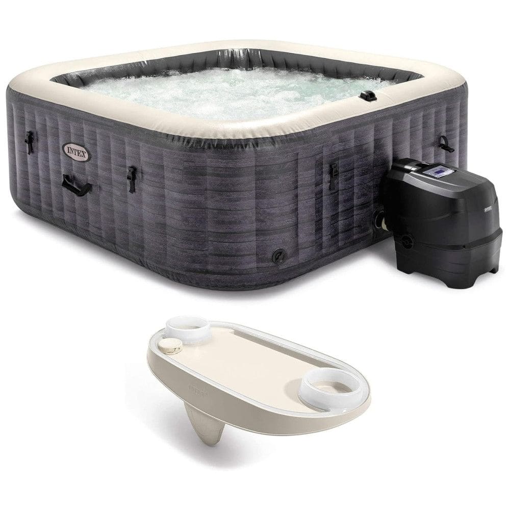 Spa Inflável Hidromassagem Quadrada com Luz LED e Acessório para Celular ou Tablet, Intex 28451EP, Preto