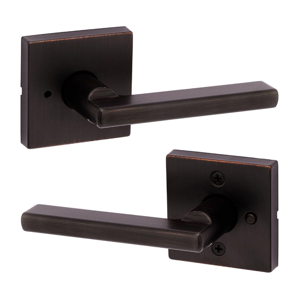 Maçaneta de porta Kwikset Halifax Privacy com fechadura Venetian Bronze