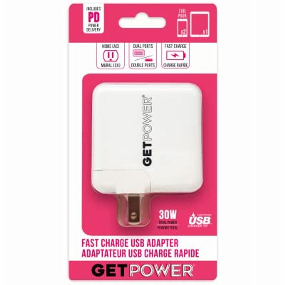 Adaptador de alimentação GetPower Dual USB 30W Fast Charge