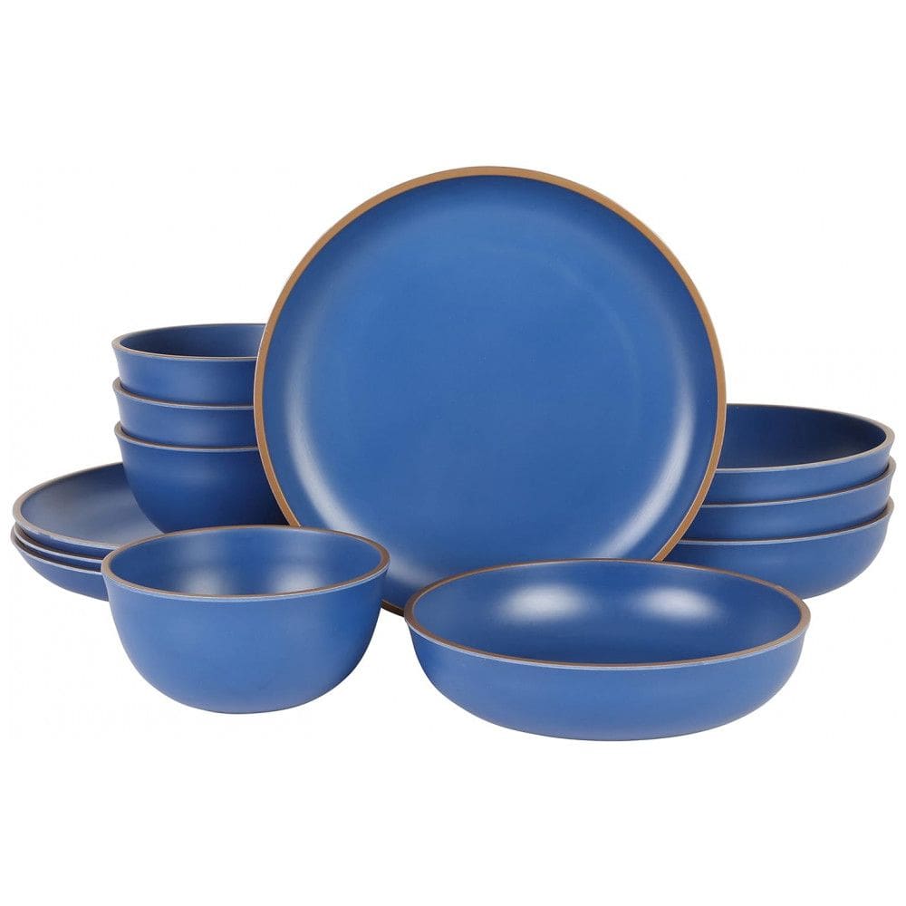 Aparelho de Jantar com 12 Peças em Melamina Gibson Home Rockabye, Azul Fosco