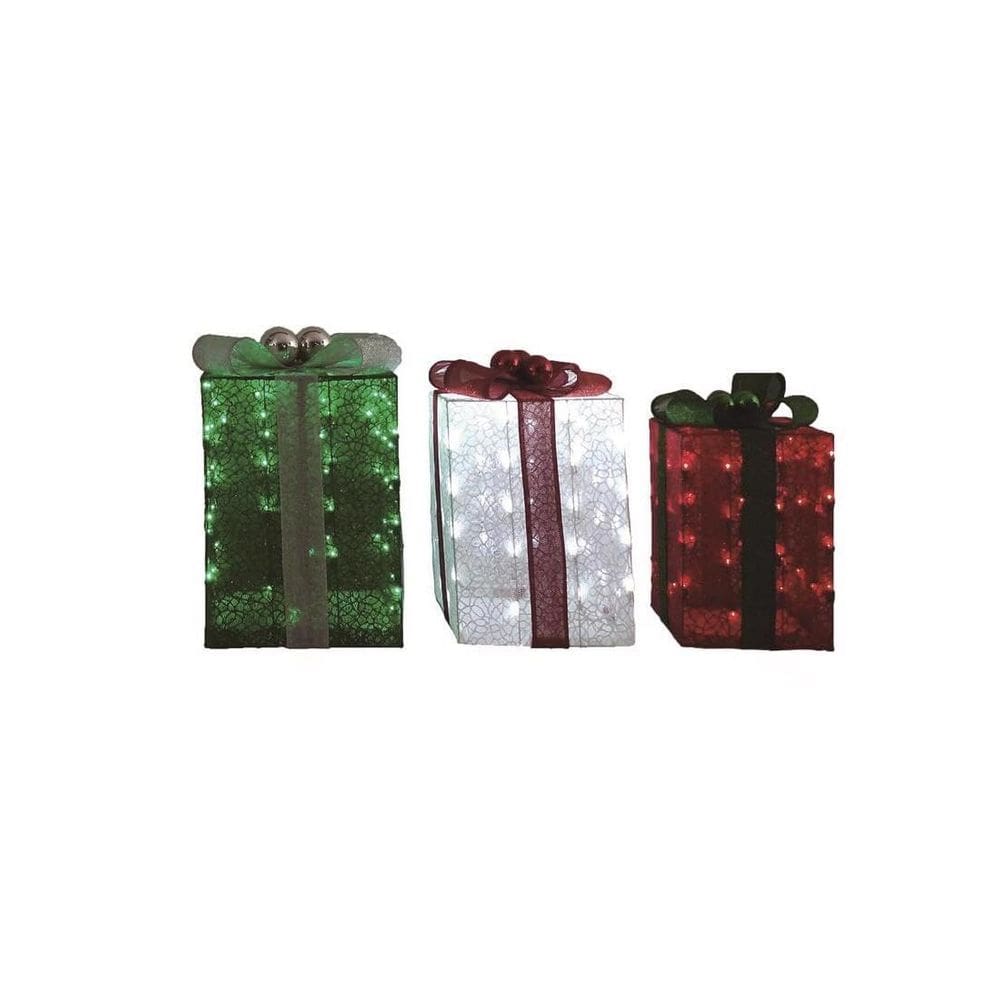 Caixas de presente Yard Decor Celebrations 49 cm 180 LED, pacote com 3