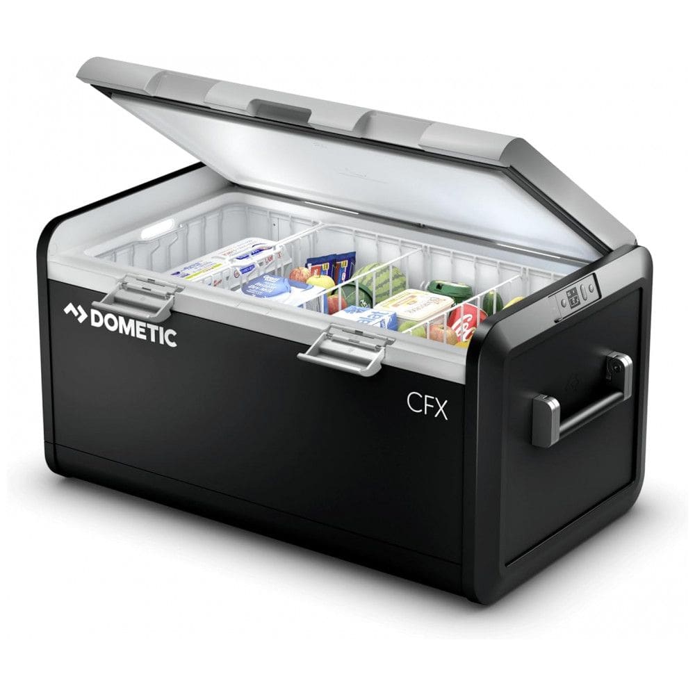 Geladeira Portátil 100 Litros Alimentado por AC DC ou Solar, DOMETIC CFX3, Preta