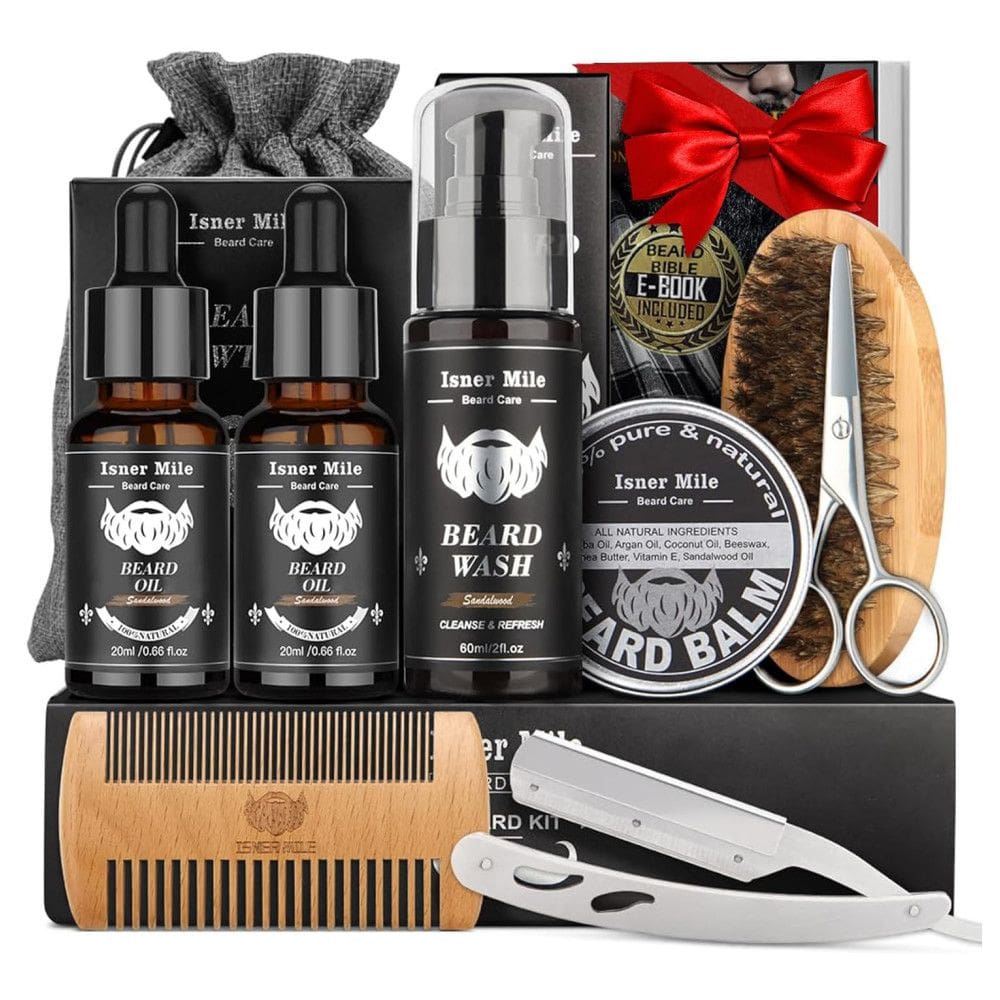 Kit para Barba Profissional Portátil com Cera e Pente, 8 Itens, COMFY MATE, Preto