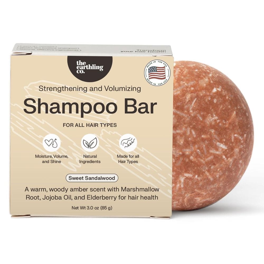 Barra de shampoo The Earthling Co. Promova o crescimento do cabelo, 90mL, pacote com 3