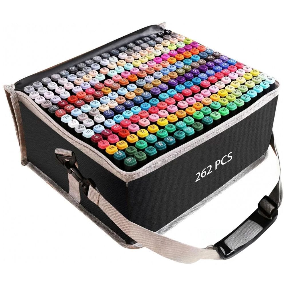 Conjunto de Canetas Artisticas 262 Cores á Base de Álcool e Ponta Dupla Perfeito para Crianças, Estudantes e Adultos, ZECHOMA