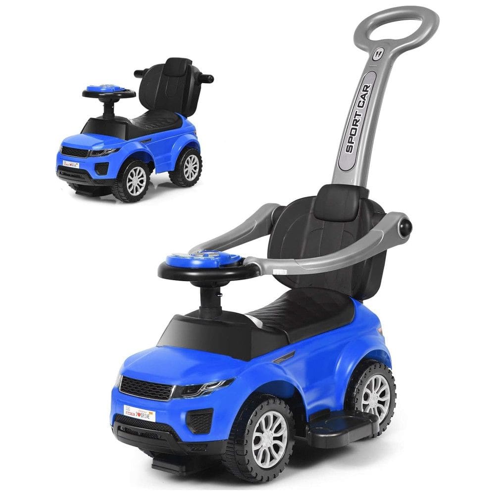 Carrinho de Passeio Infantil 3 em 1 com Buzina, Música, Luz e Proteção de Braço para Crianças de 1 a 3 Anos, Costzon, Azul