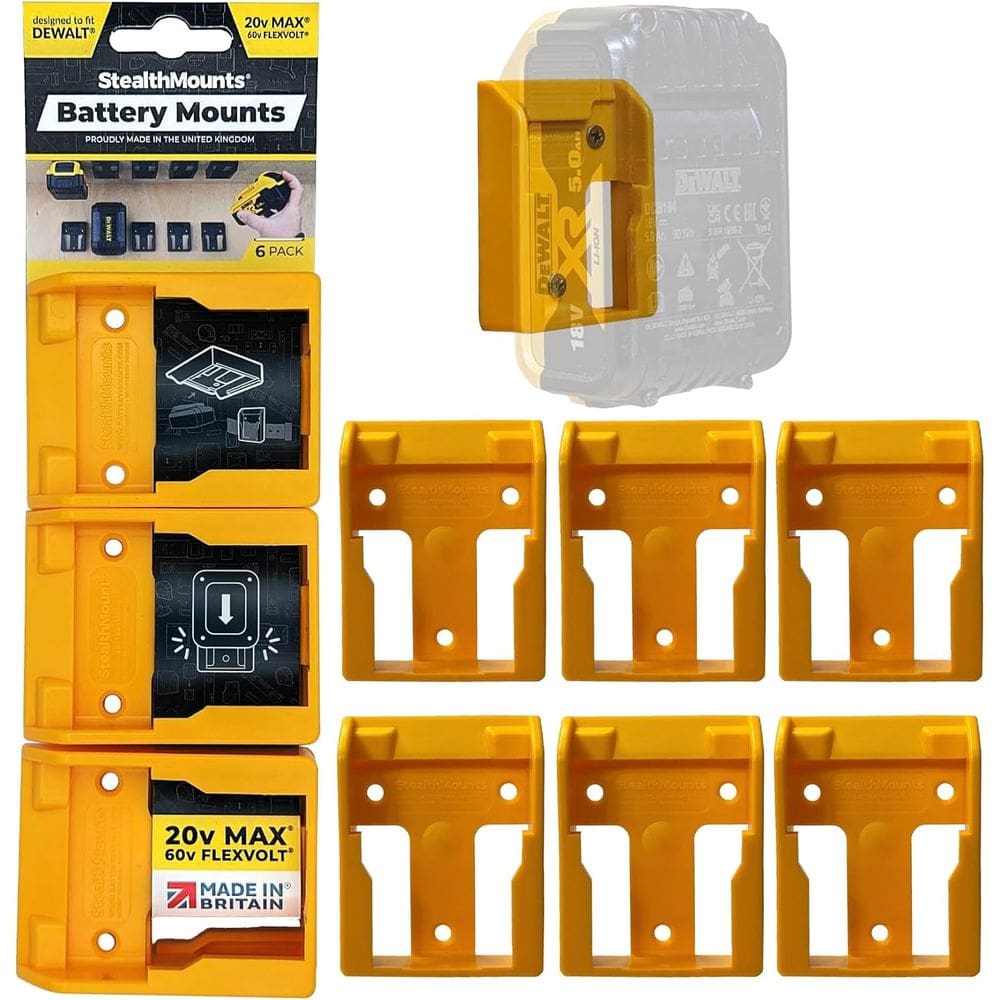 Suportes de bateria Drill StealthMounts para DeWalt, pacote com 6