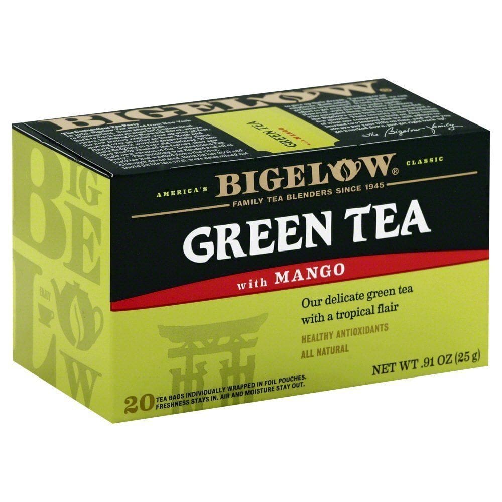 Chá verde Tea Bigelow com manga, 20 sacos, caixa com 6