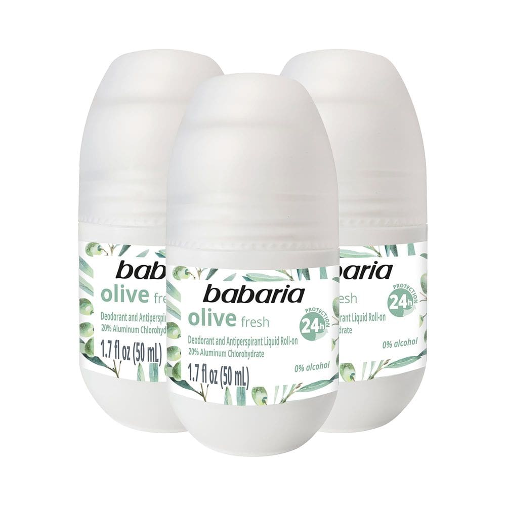 Desodorante Roll On Babaria, azeite de oliva, antitranspirante, 3 unidades