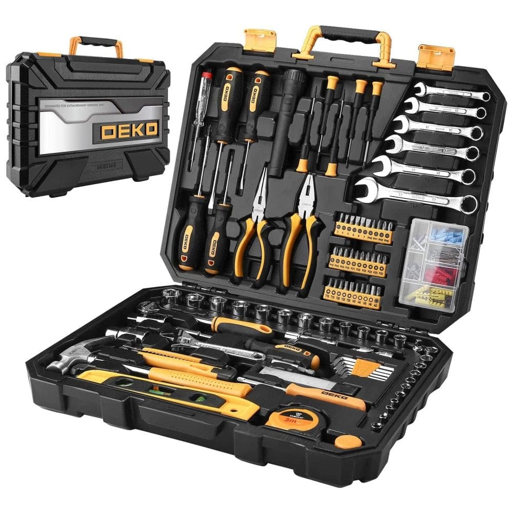Kit de Ferramentas com Maleta de zenamento e 208 Peças, DEKOPRO, Amarelo