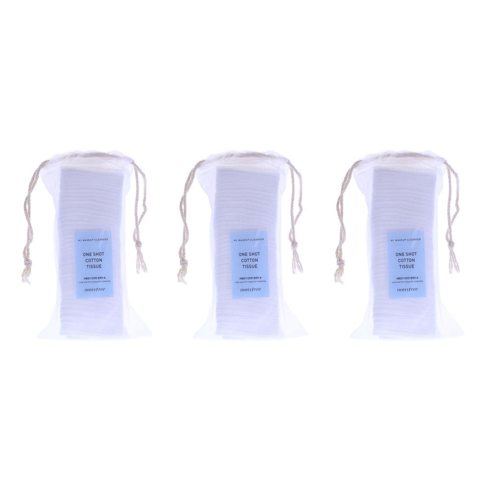 Lenço de limpeza de maquiagem Innisfree One Shot Cotton, pacote com 3